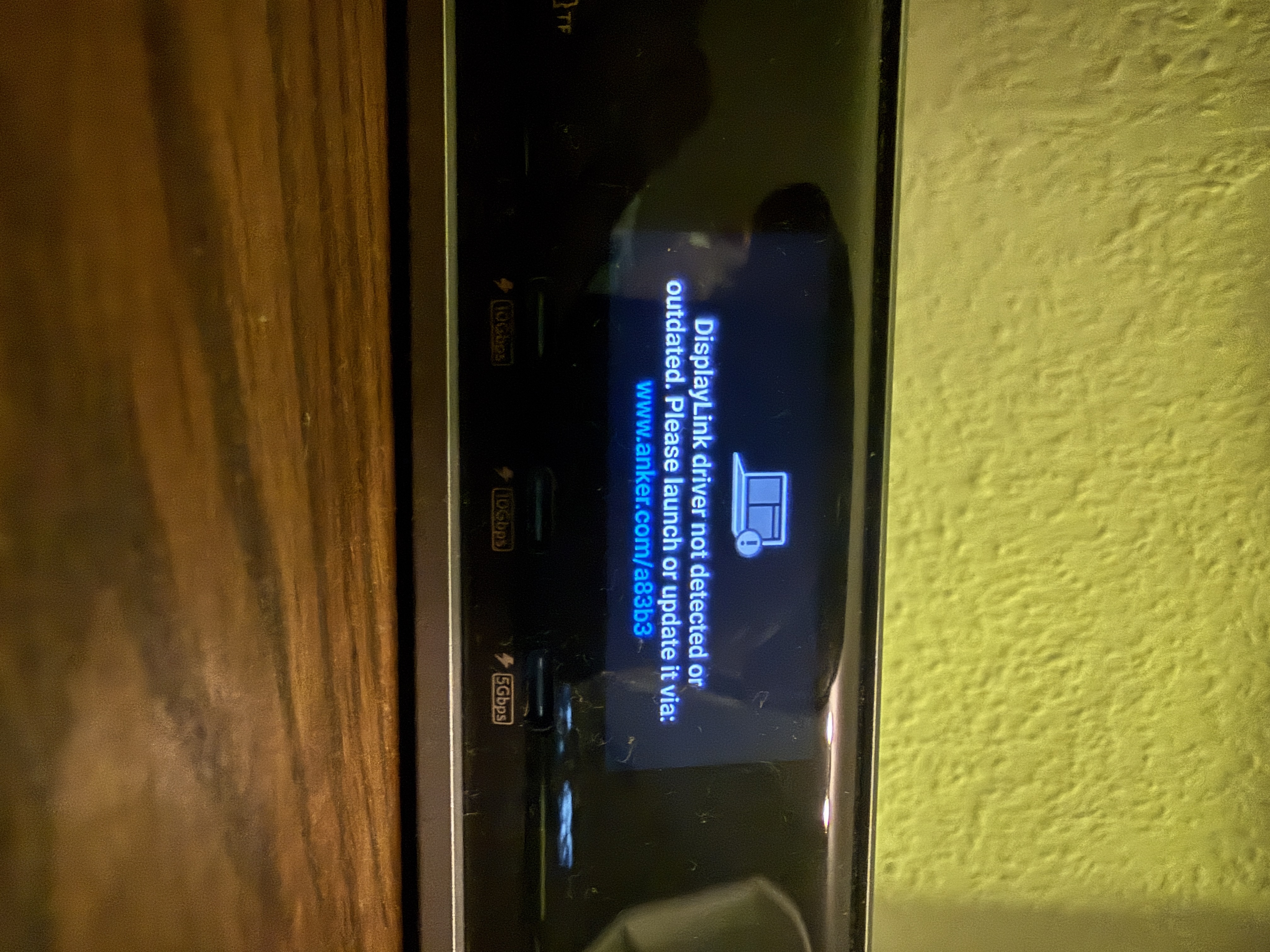 Anker Prime Dock with Error Message "DisplayLink Driver not detected or outdated"