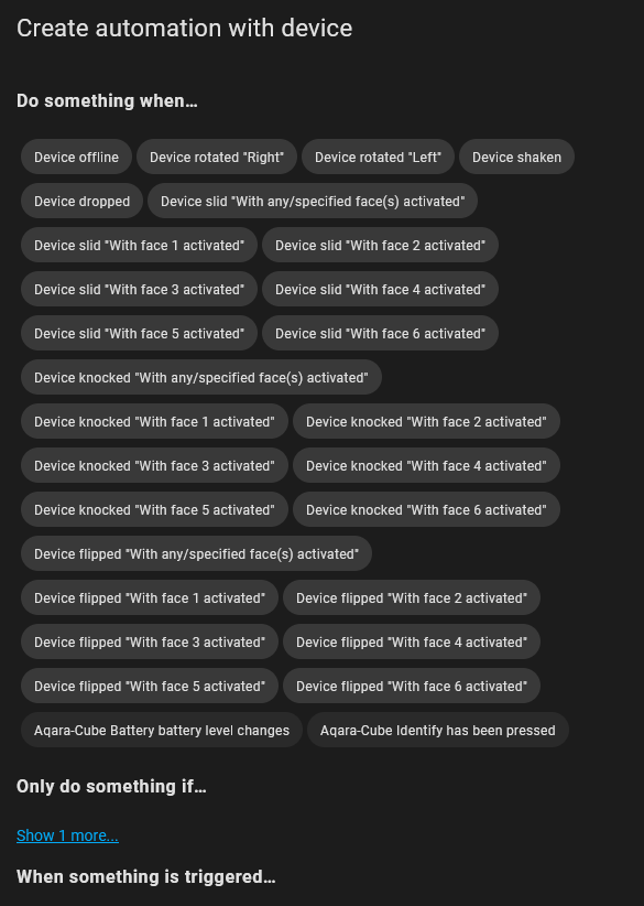 Bild mit den möglichen Triggern für eine Automation z.B. Device gedreht