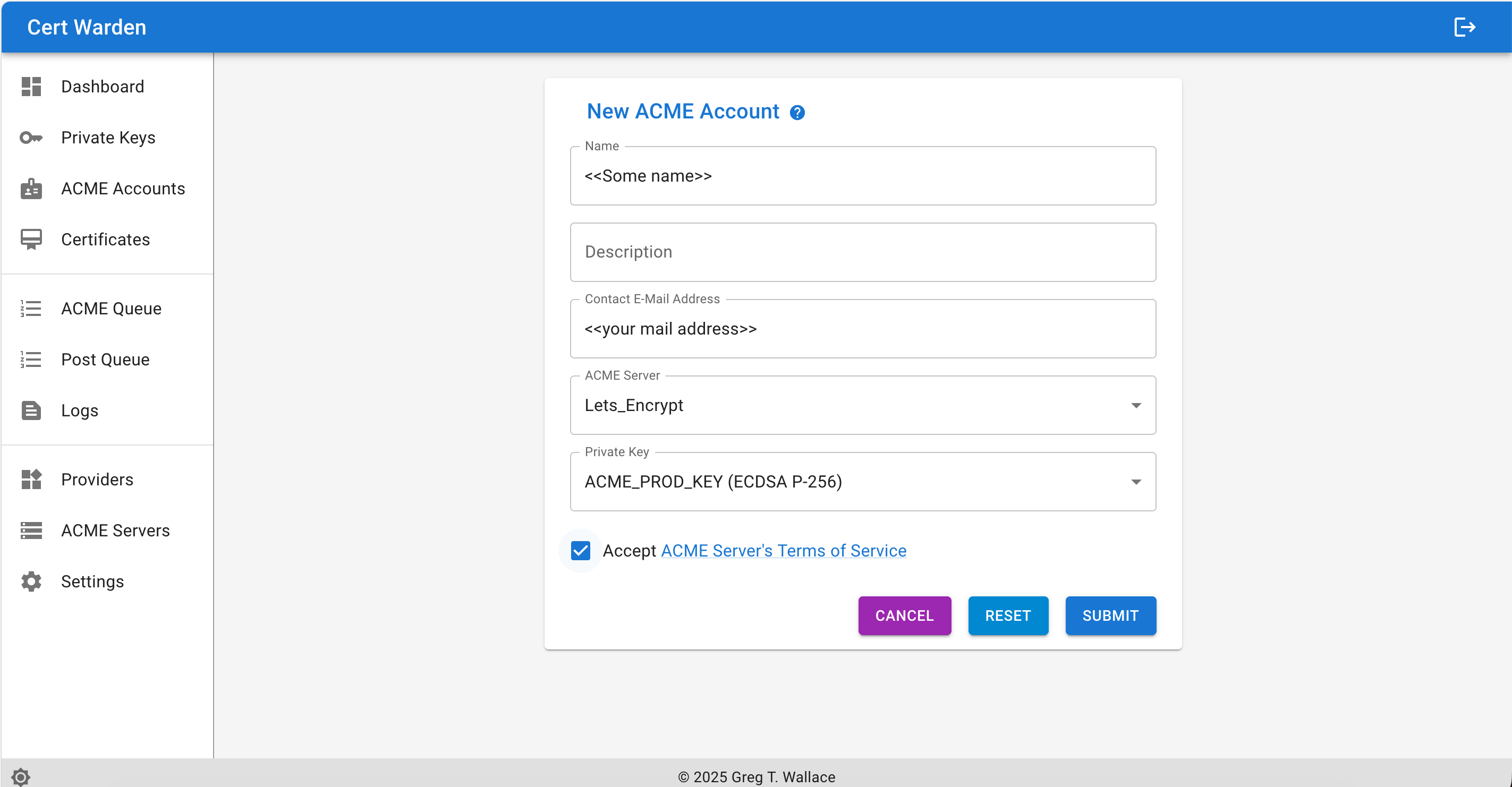 Screenshot neuen acme account erstellen