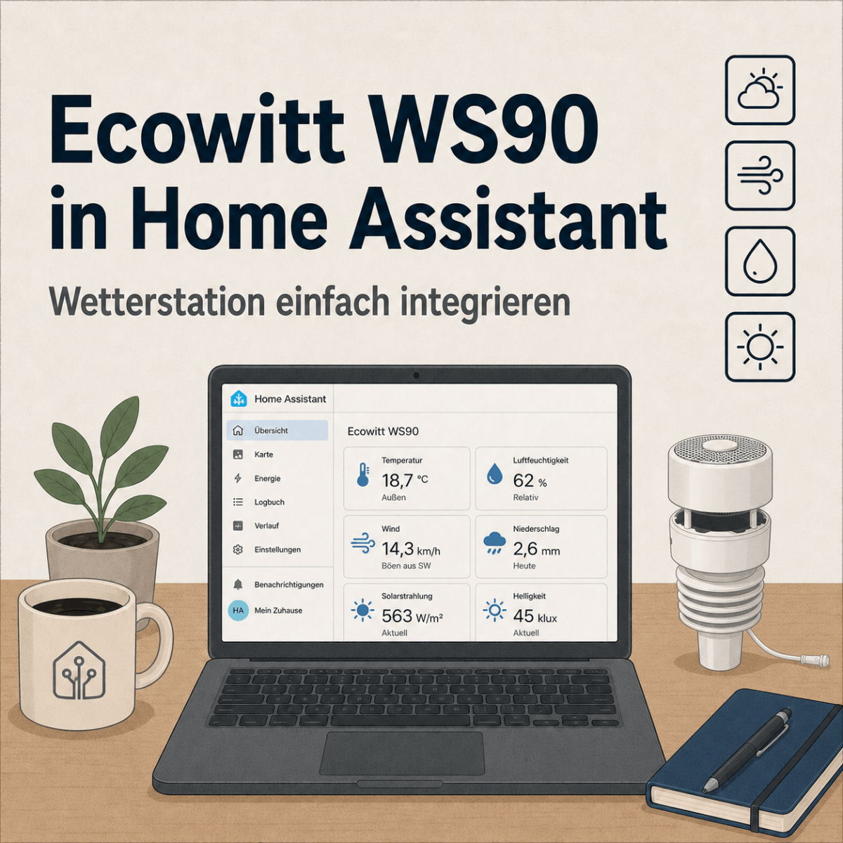 Ecowitt WS90 Wetterstation in Homeassistant nutzen