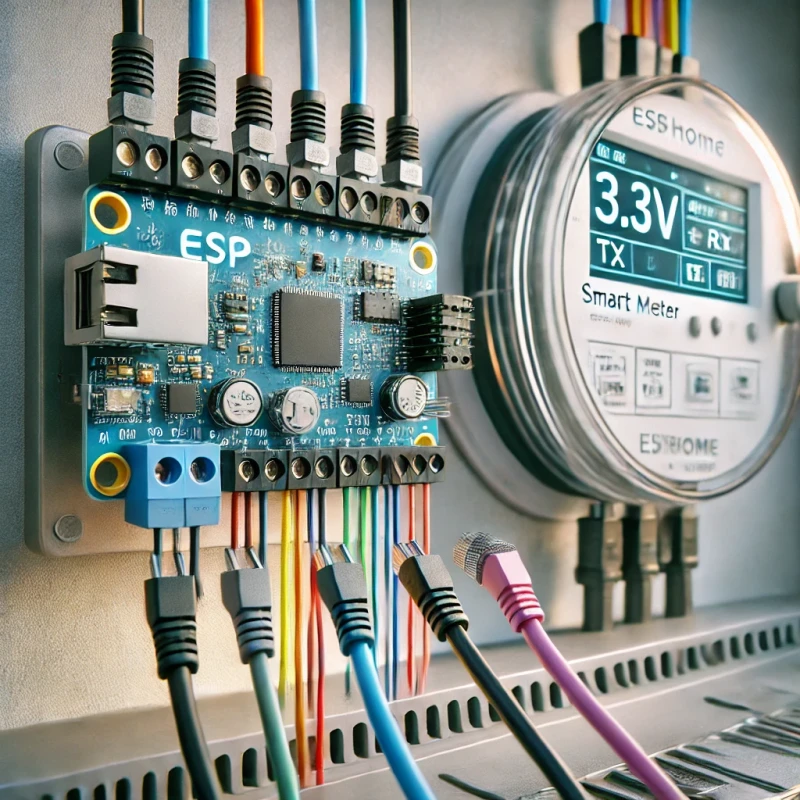 ESP32 mit ESPHome per PoE betrieben und über SML an den Smartmeter angeschlossen um den Stromverbrauch in Homeassistant nutzen zu können