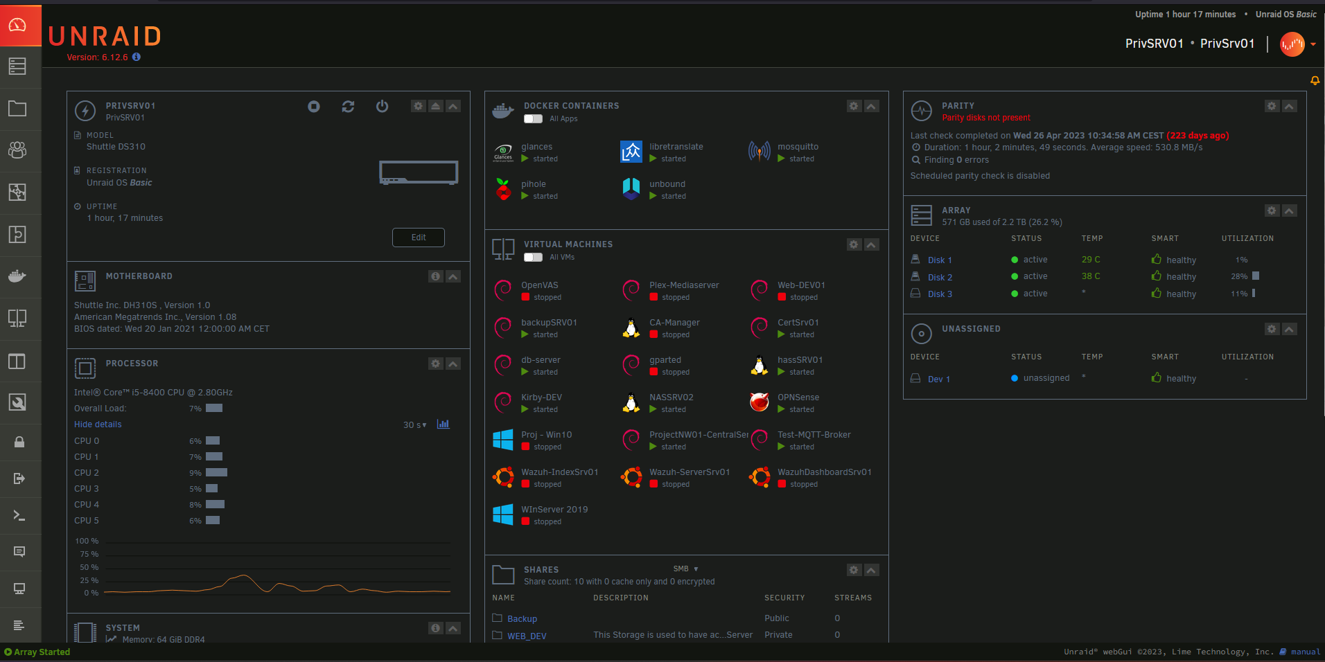 Unraid Hauptmen&uuml;